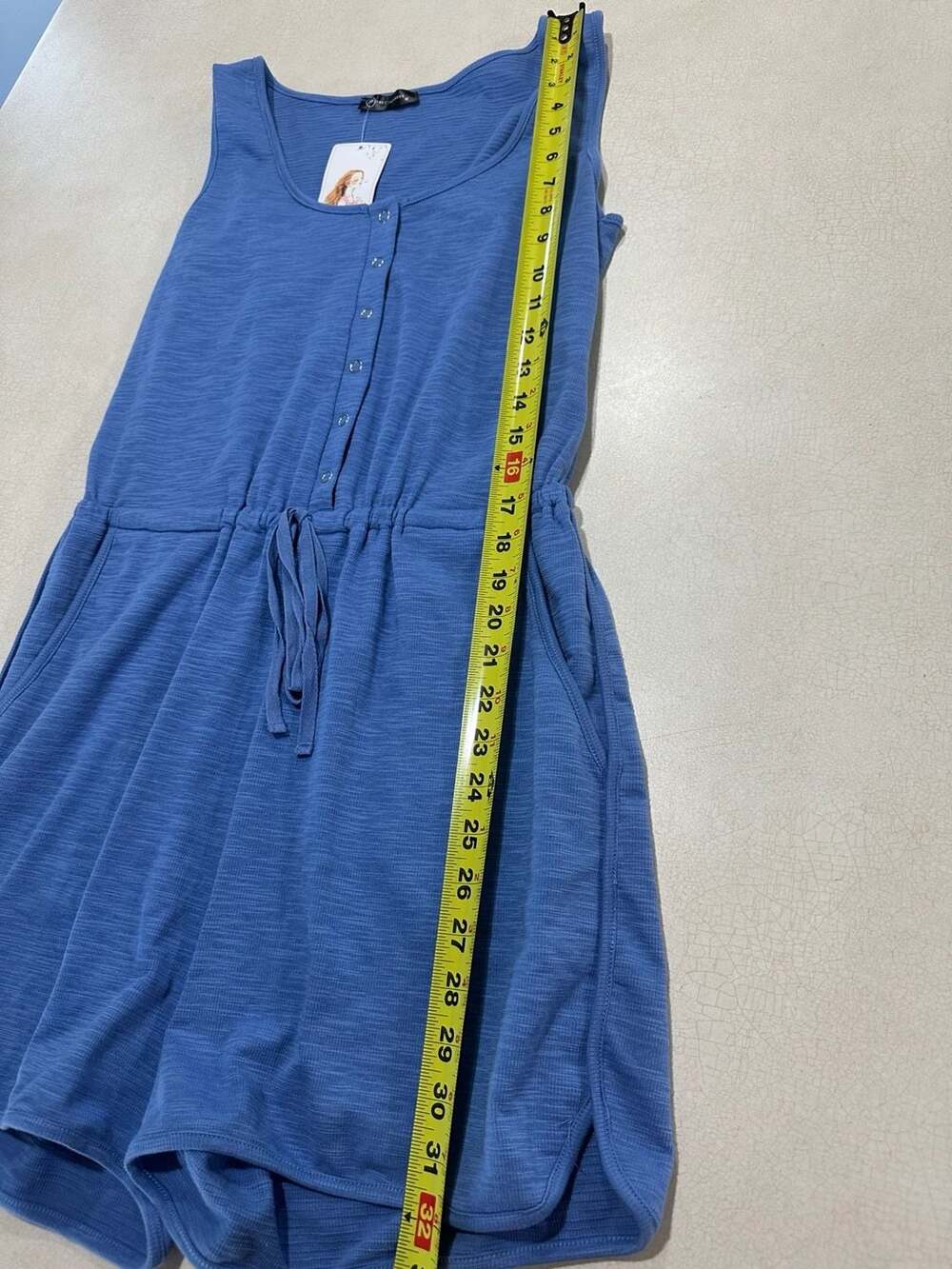 NWT PRETTYGARDEN Women Size M Romper Blue 1/4 Snap Up Crew Neck - Picture 11 of 13